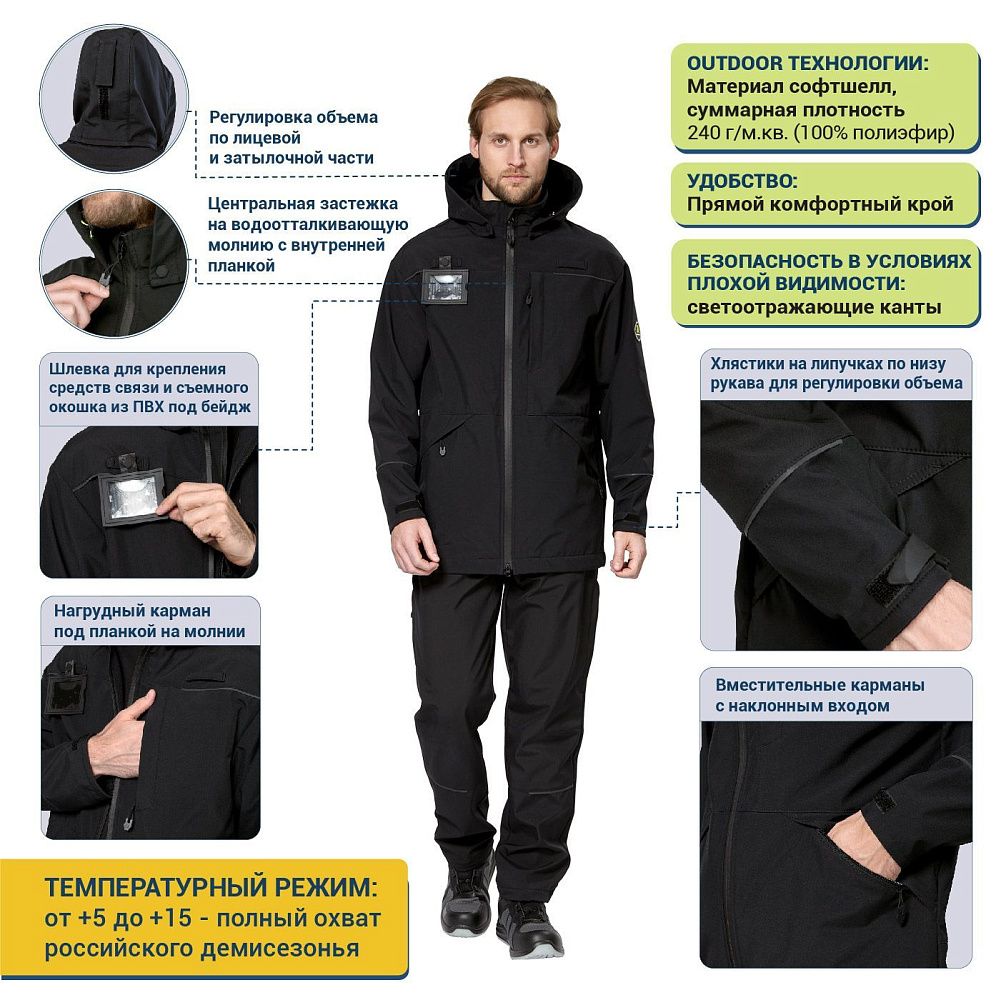 Куртка-софтшелл мужская демисезонная Геолэндер черная